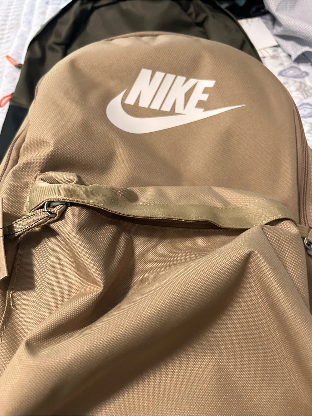 Nike Beige Backpack with White Swoosh